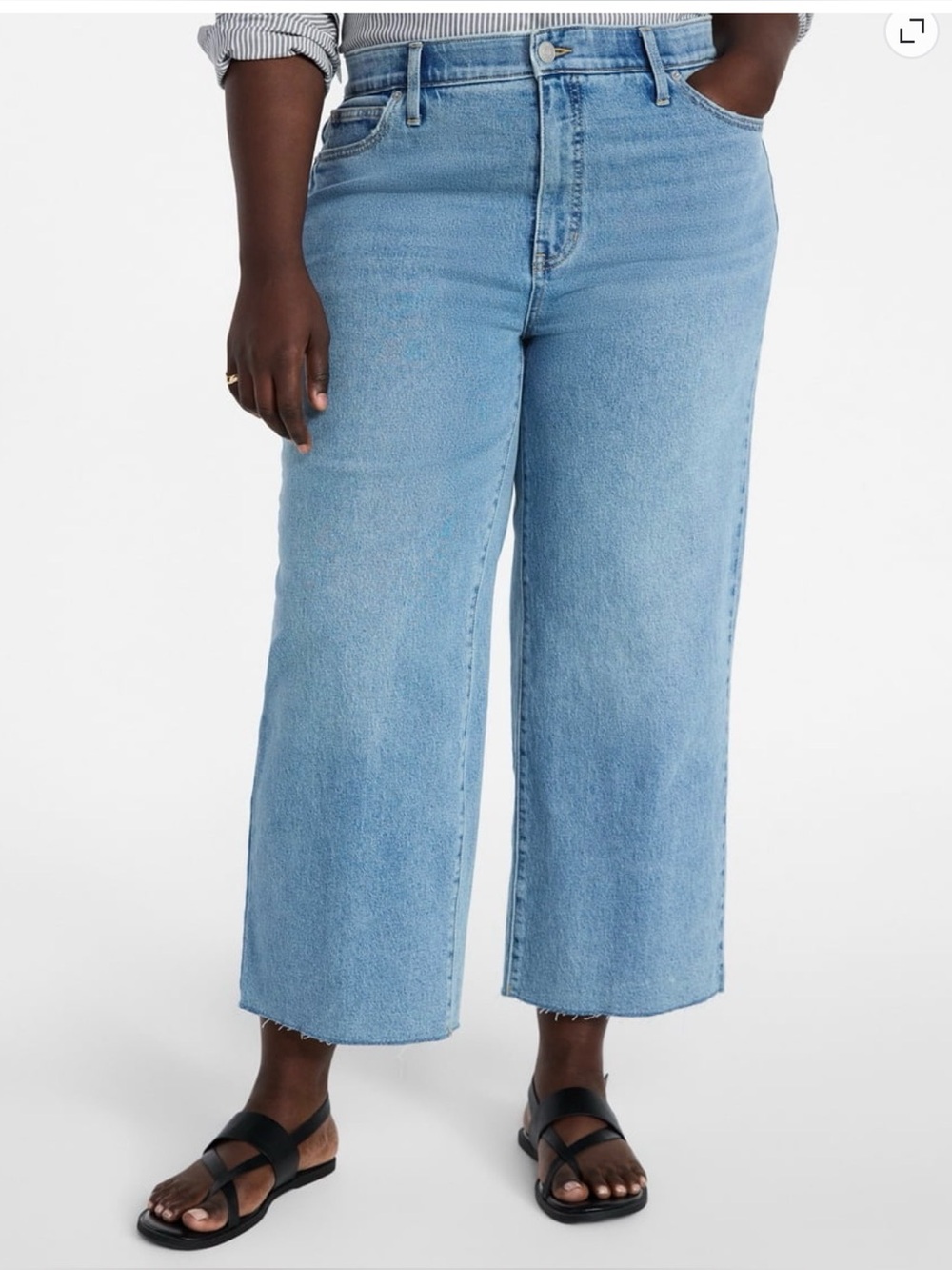 Women's Wide Leg Ankle Cropped Fringed Hem Jeans SZ-24W ***NWT